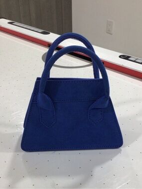 Minimalist Blue Suede Mini Tote Bag